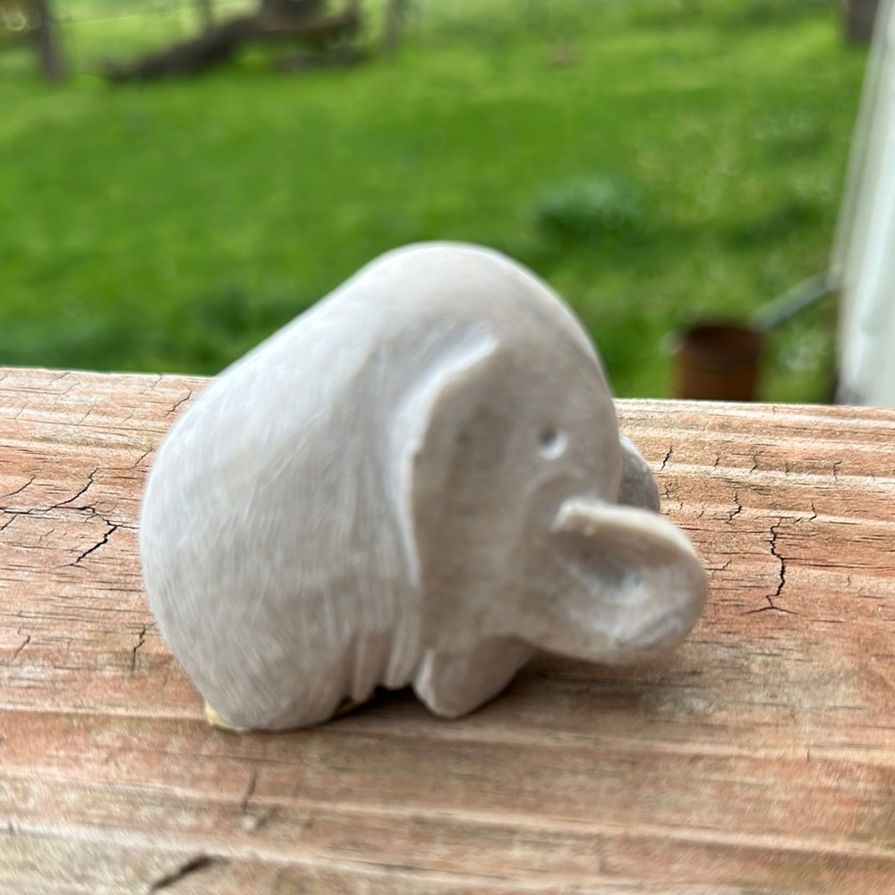 Gray Carved Elephant Figurine Vintage Made in USSR
